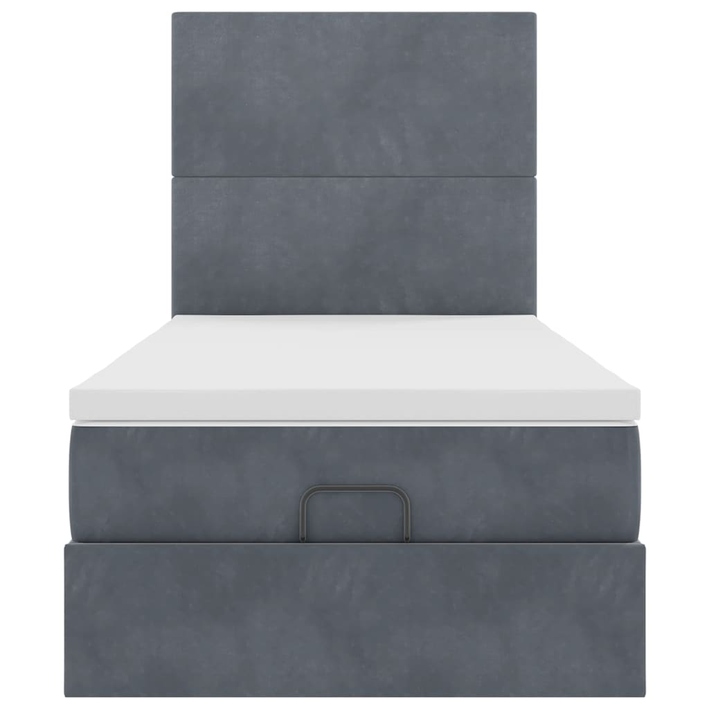 Ottoman bed met matrassen en LED's 90x200cm fluweel donkergrijs