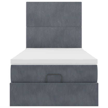 Ottoman bed met matrassen en LED's 90x200cm fluweel donkergrijs