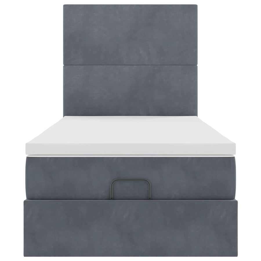 Ottoman bed met matrassen en LED's 90x200cm fluweel donkergrijs
