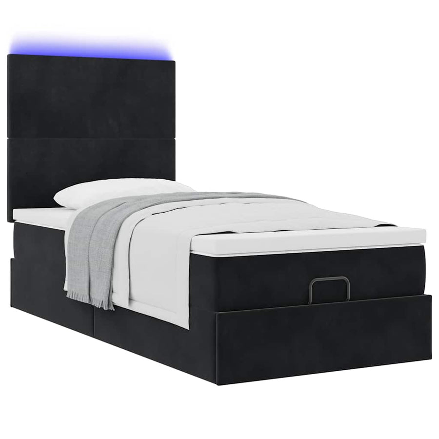 Ottoman bed met matrassen en LED's 90x200cm fluweel zwart