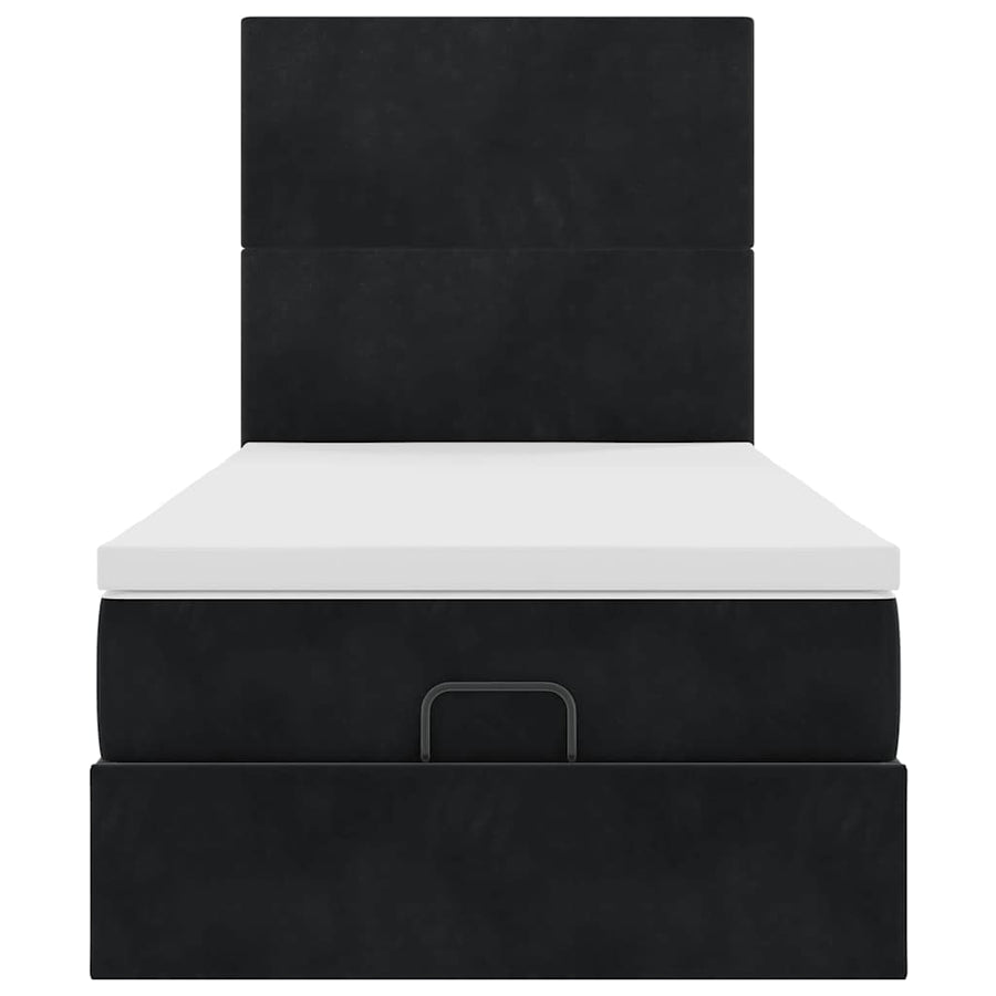 Ottoman bed met matrassen en LED's 90x200cm fluweel zwart