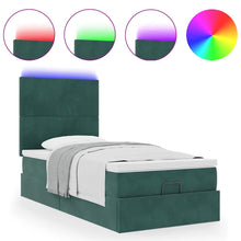 Ottoman bed met matrassen en LED's 90x200cm fluweel donkergroen
