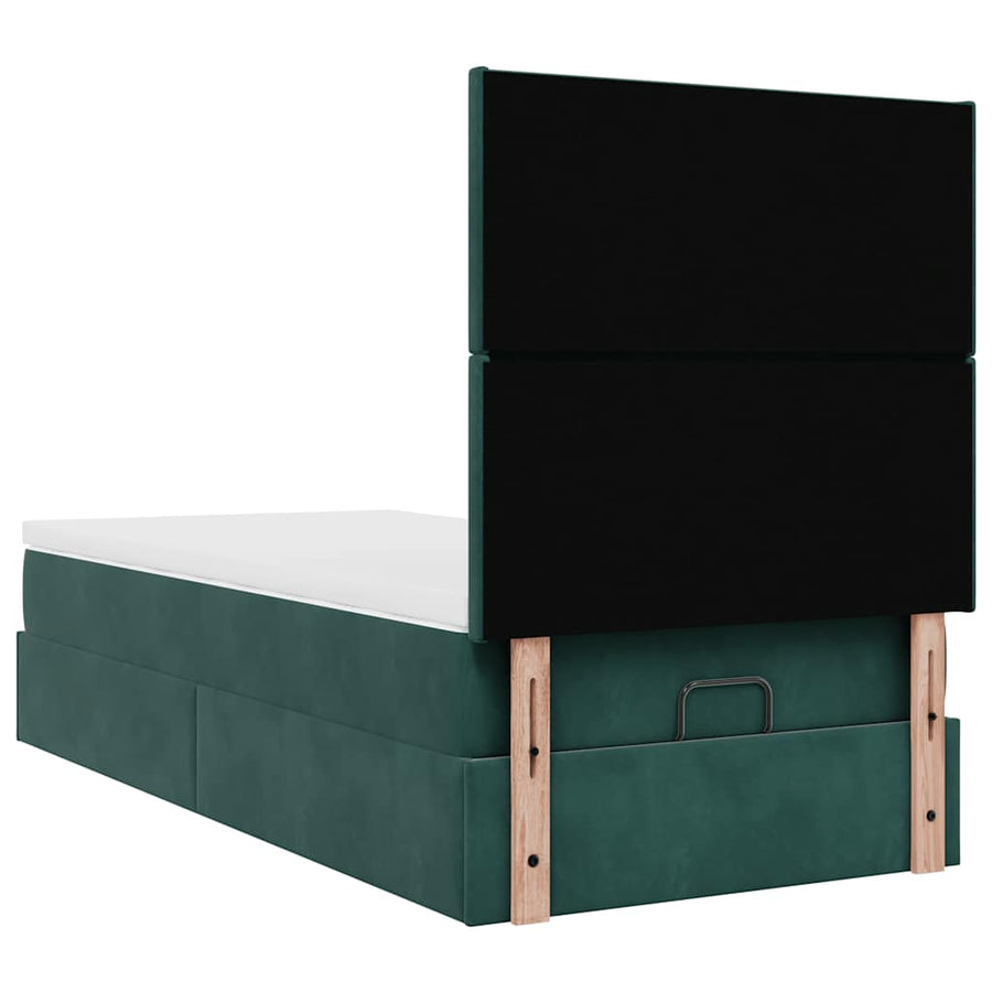 Ottoman bed met matrassen en LED's 90x200cm fluweel donkergroen