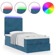 Ottoman bed met matrassen en LED's 90x200cm fluweel donkerblauw