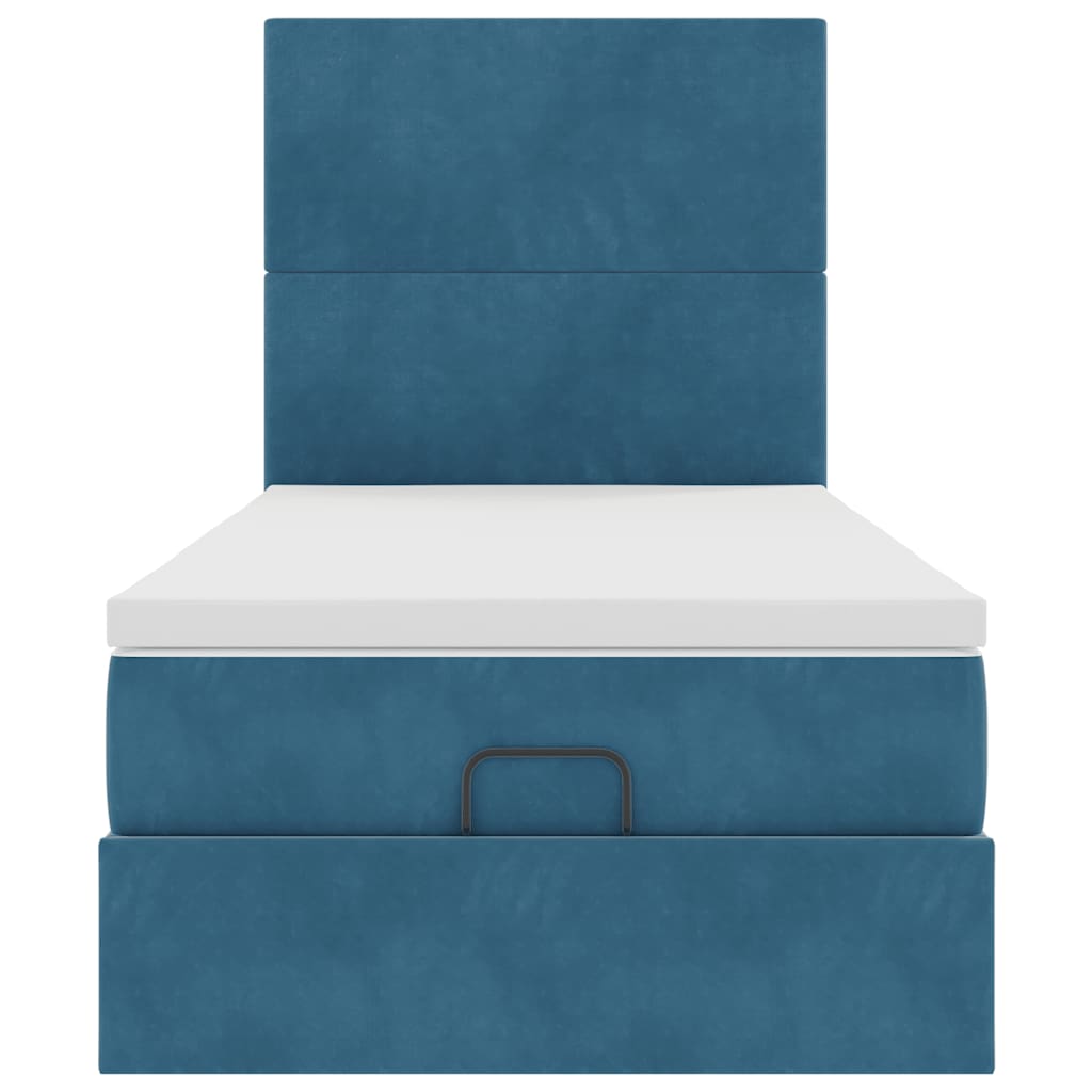 Ottoman bed met matrassen en LED's 90x200cm fluweel donkerblauw