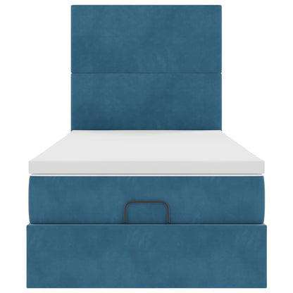 Ottoman bed met matrassen en LED's 90x200cm fluweel donkerblauw