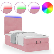 Ottoman bed met matrassen en LED's 90x200cm fluweel roze