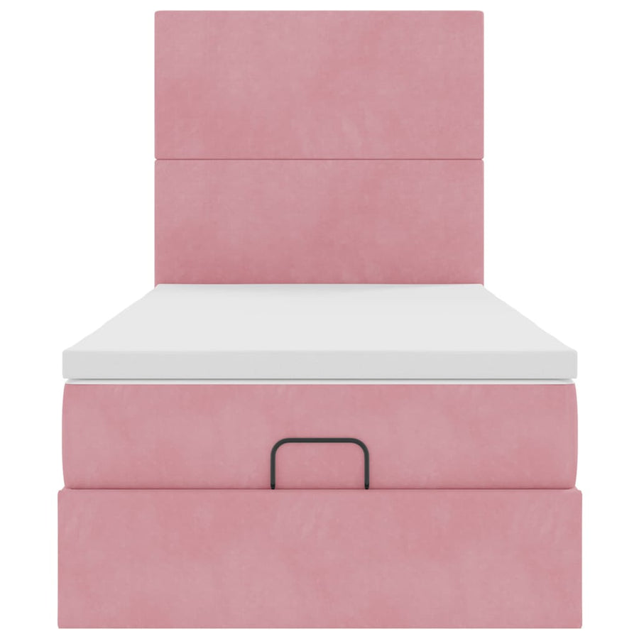 Ottoman bed met matrassen en LED's 90x200cm fluweel roze