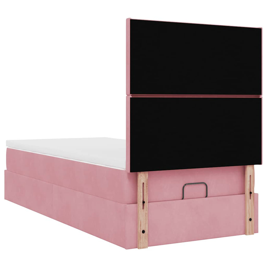 Ottoman bed met matrassen en LED's 90x200cm fluweel roze