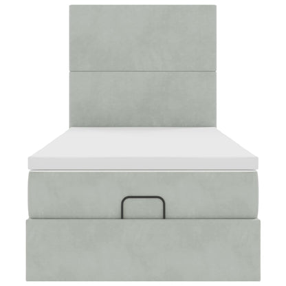 Ottoman bed met matrassen en LED's 100x200cm fluweel lichtgrijs