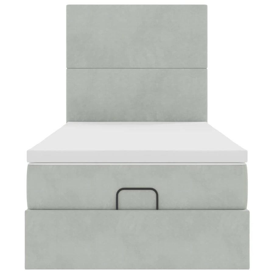 Ottoman bed met matrassen en LED's 100x200cm fluweel lichtgrijs