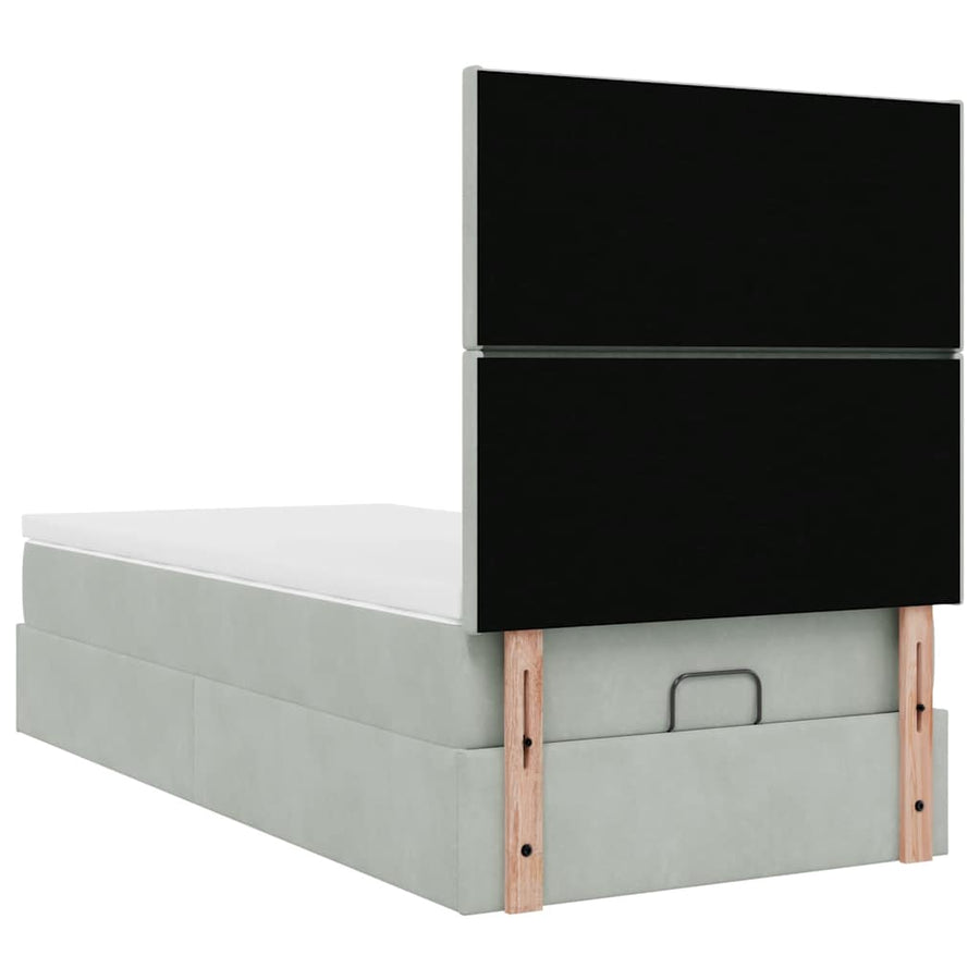 Ottoman bed met matrassen en LED's 100x200cm fluweel lichtgrijs