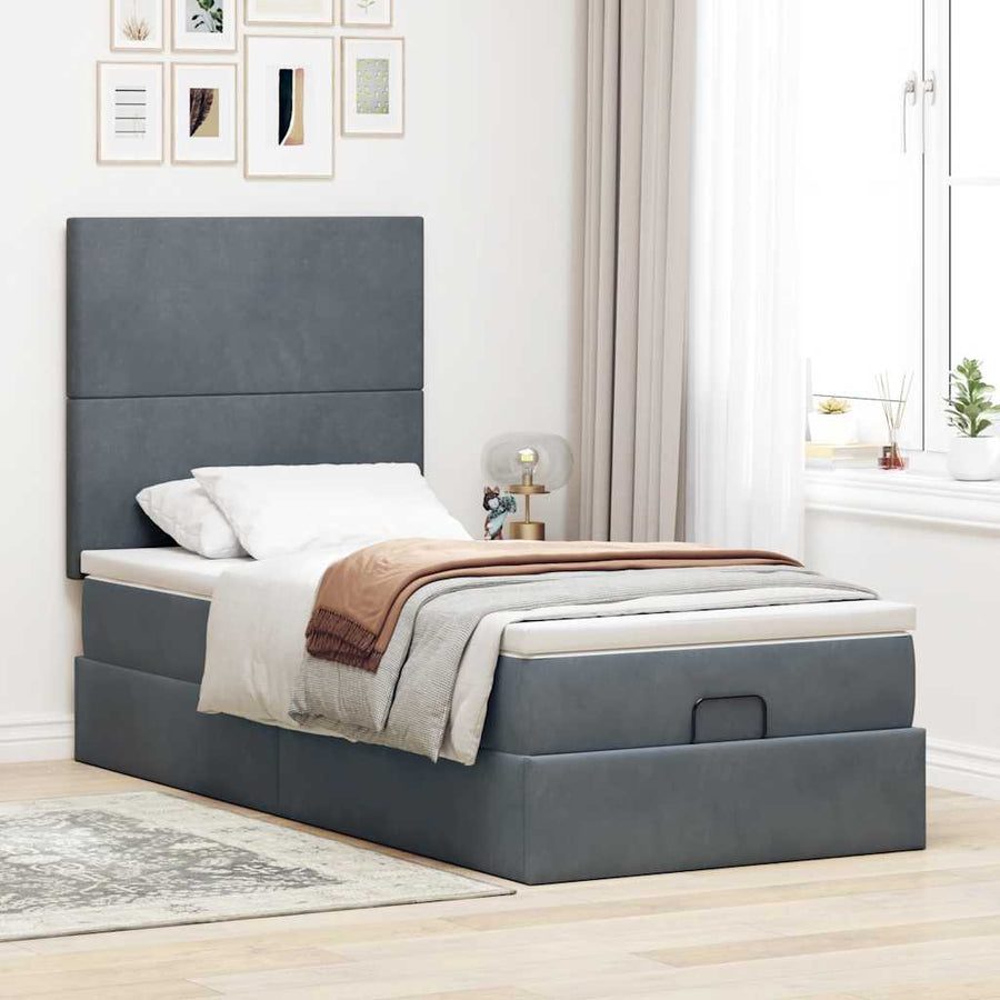 Ottoman bed met matrassen en LED's 100x200cm fluweel