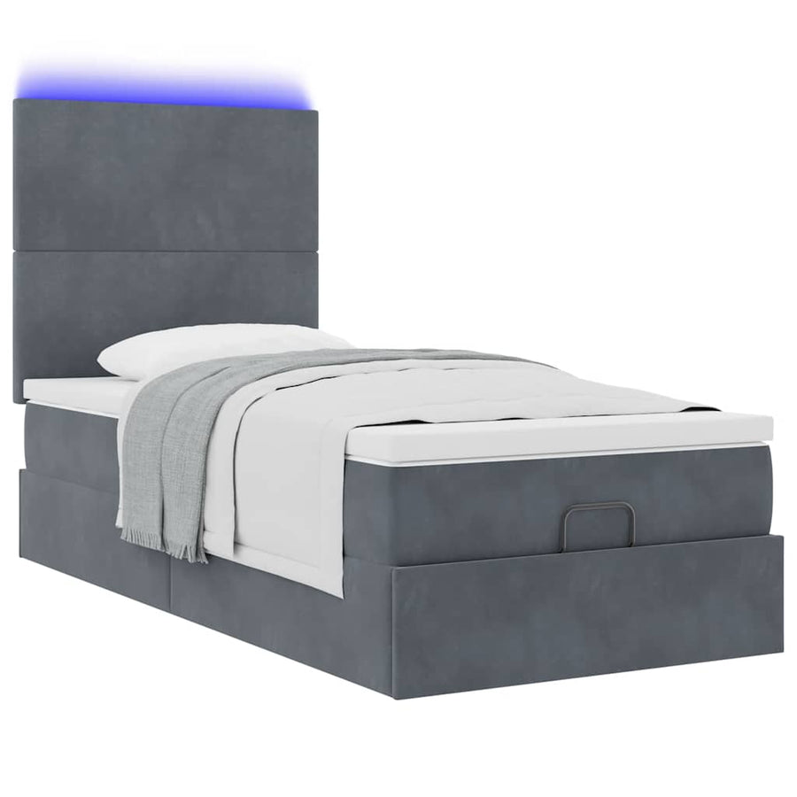 Ottoman bed met matrassen en LED's 100x200cm fluweel