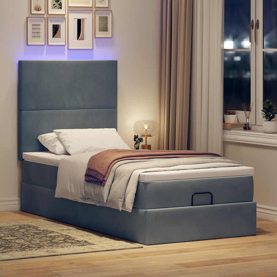 Ottoman bed met matrassen en LED's 100x200cm fluweel