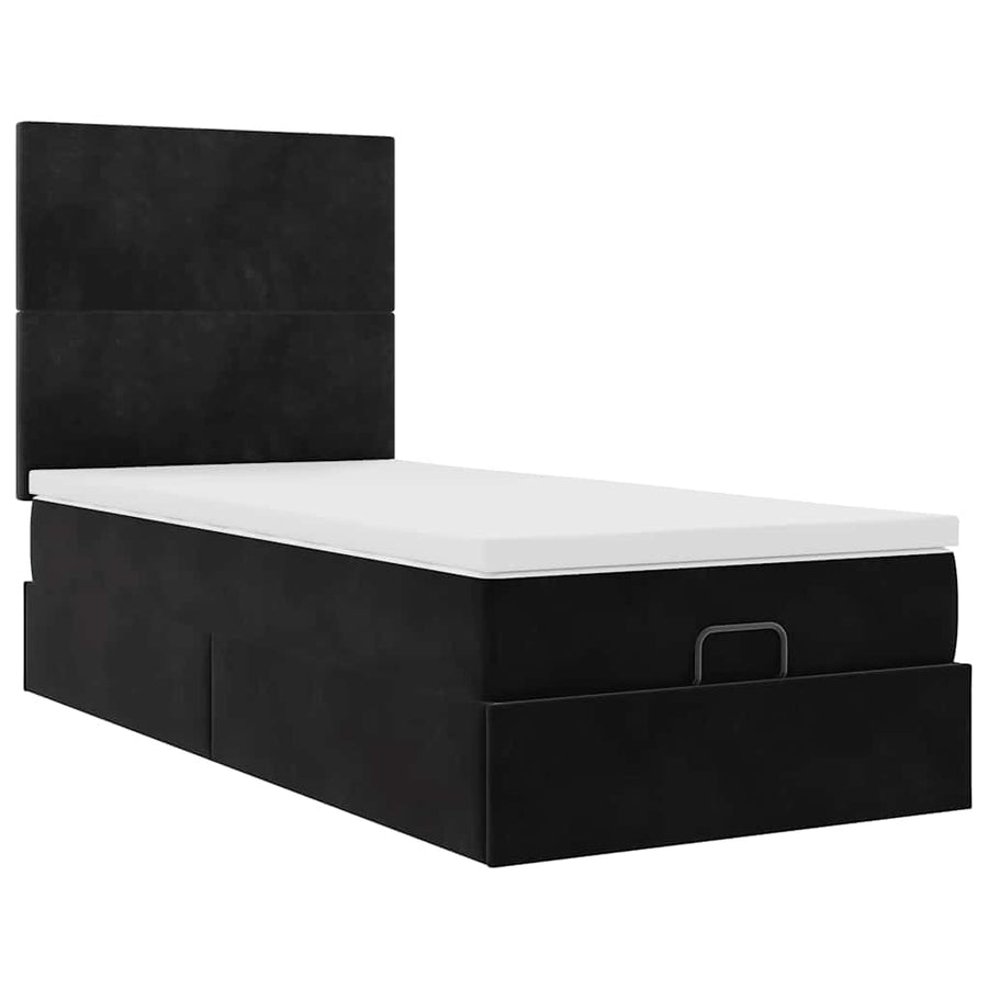 Ottoman bed met matrassen en LED's 100x200cm fluweel zwart