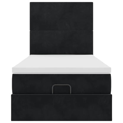 Ottoman bed met matrassen en LED's 100x200cm fluweel zwart