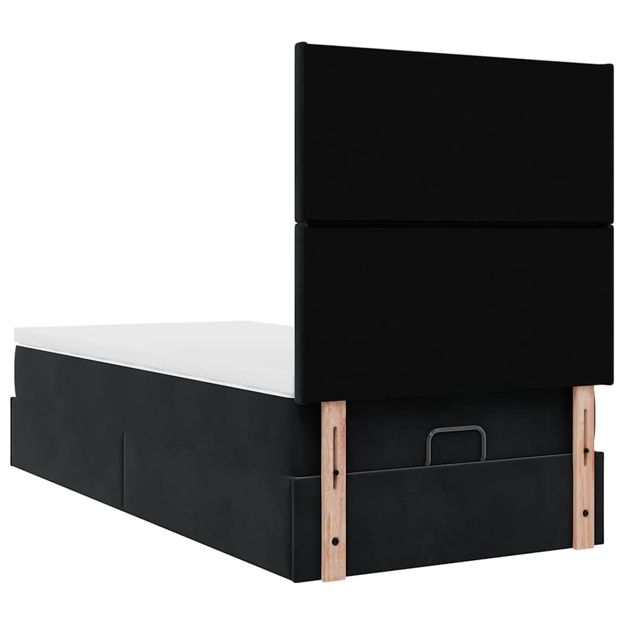 Ottoman bed met matrassen en LED's 100x200cm fluweel zwart