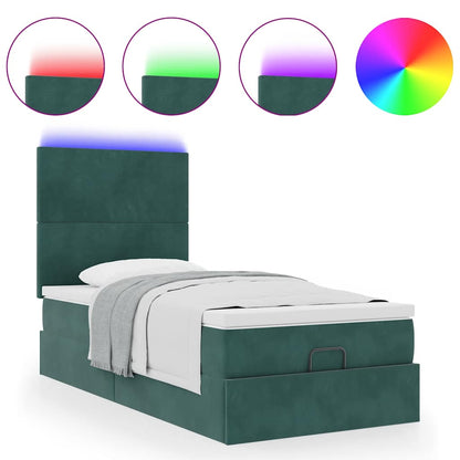 Ottoman bed met matrassen en LED's 100x200cm fluweel