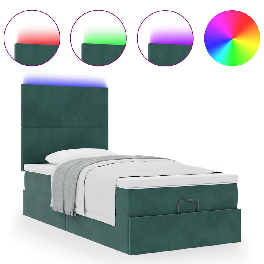 Ottoman bed met matrassen en LED's 100x200cm fluweel
