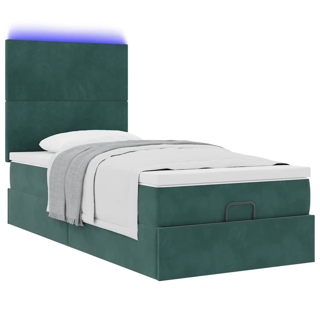Ottoman bed met matrassen en LED's 100x200cm fluweel