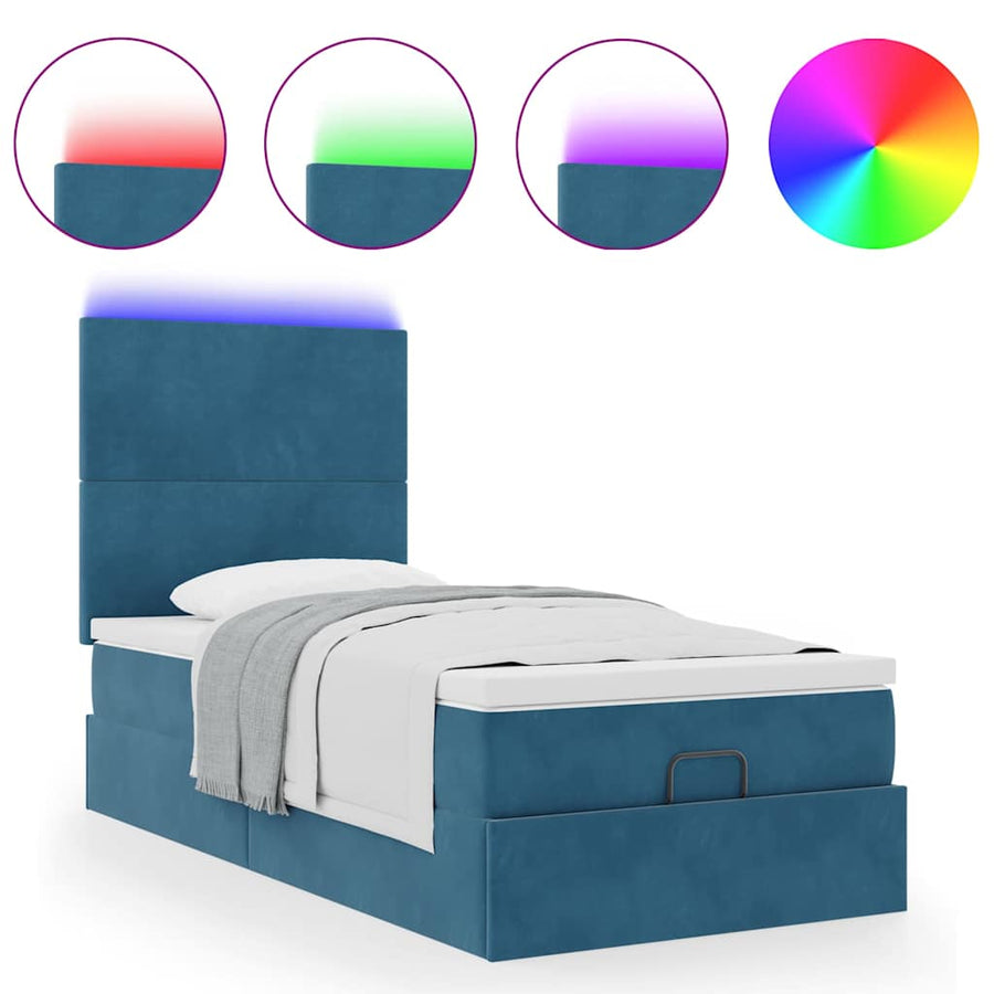 Ottoman bed met matrassen en LED's 100x200cm fluweel