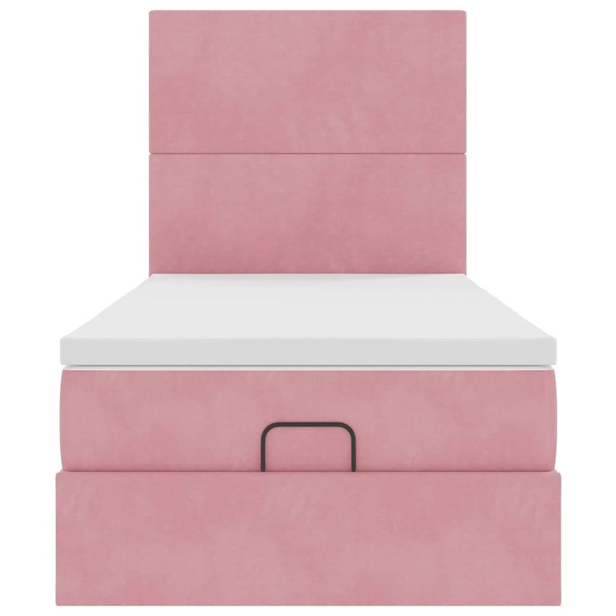 Ottoman bed met matrassen en LED's 100x200cm fluweel roze