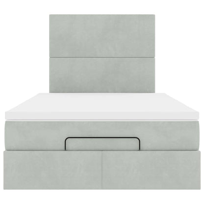 Ottoman bed met matrassen en LED's 120x190cm fluweel lichtgrijs