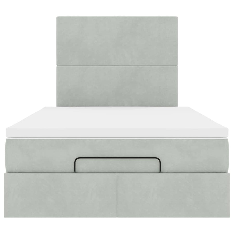 Ottoman bed met matrassen en LED's 120x190cm fluweel lichtgrijs