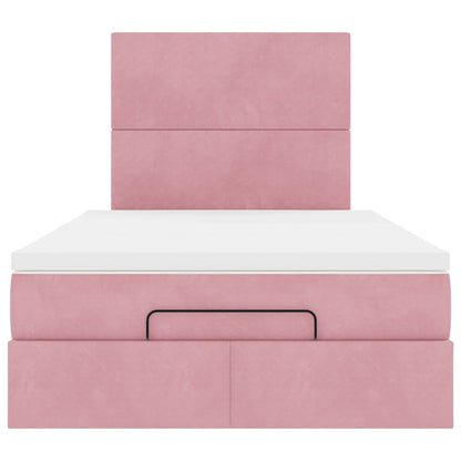 Ottoman bed met matrassen en LED's 120x190cm fluweel roze