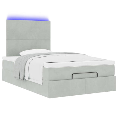 Ottoman bed met matrassen en LED's 120x200cm fluweel lichtgrijs
