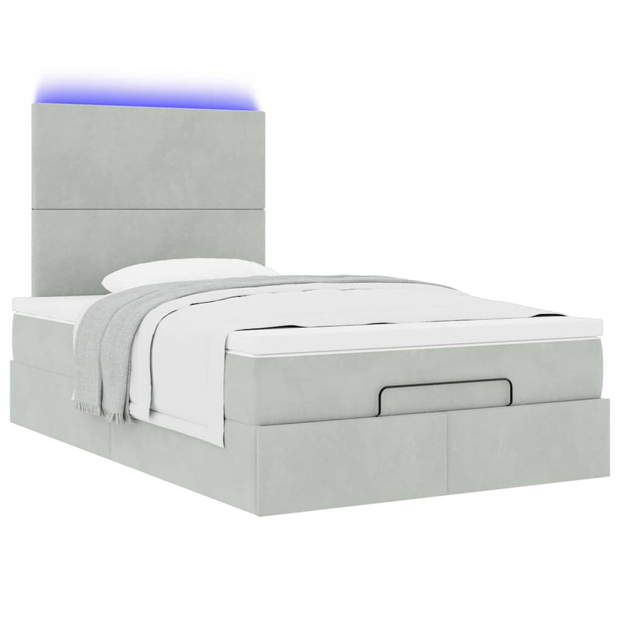Ottoman bed met matrassen en LED's 120x200cm fluweel lichtgrijs