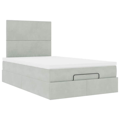 Ottoman bed met matrassen en LED's 120x200cm fluweel lichtgrijs