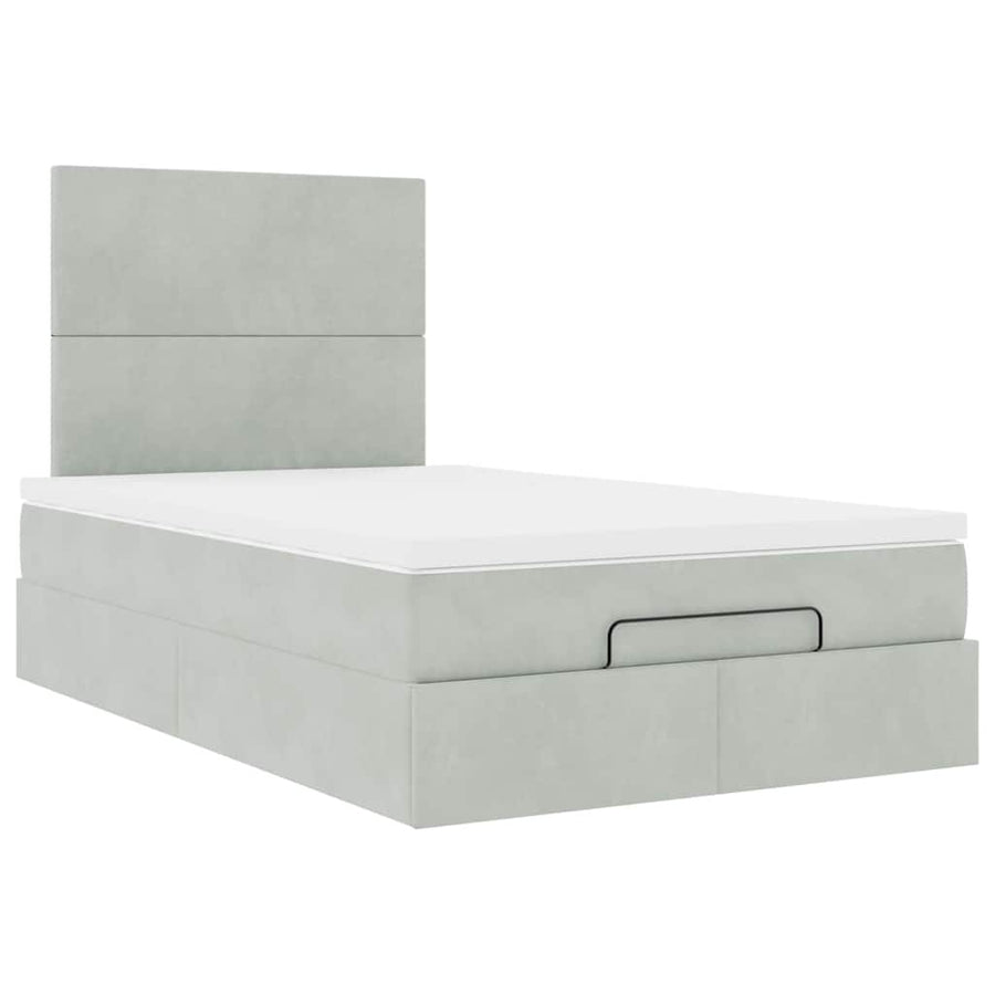 Ottoman bed met matrassen en LED's 120x200cm fluweel lichtgrijs