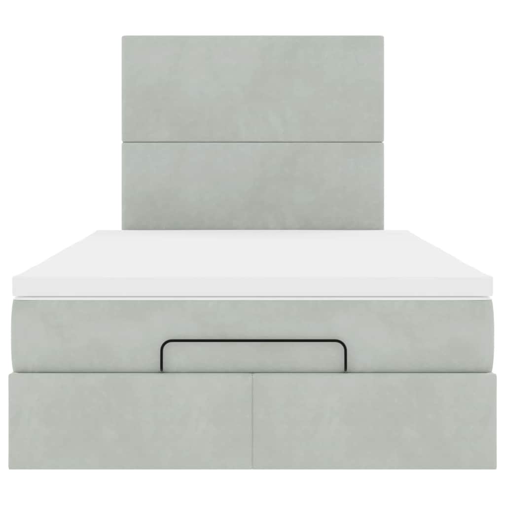 Ottoman bed met matrassen en LED's 120x200cm fluweel lichtgrijs
