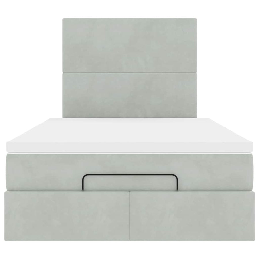 Ottoman bed met matrassen en LED's 120x200cm fluweel lichtgrijs