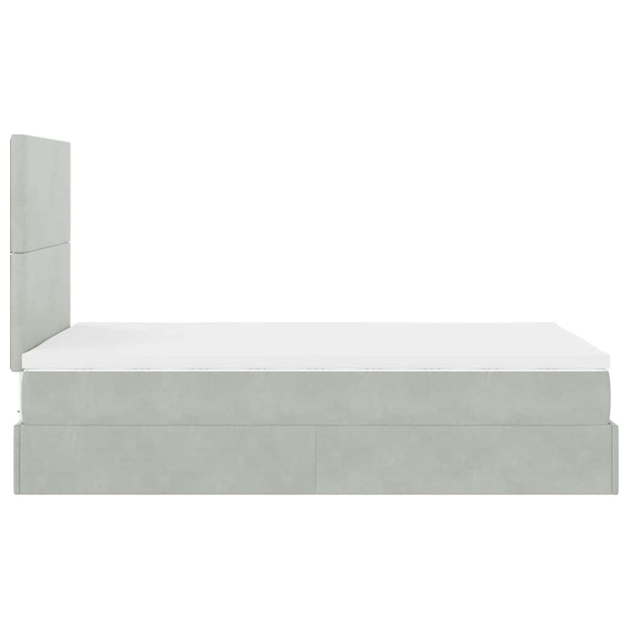 Ottoman bed met matrassen en LED's 120x200cm fluweel lichtgrijs