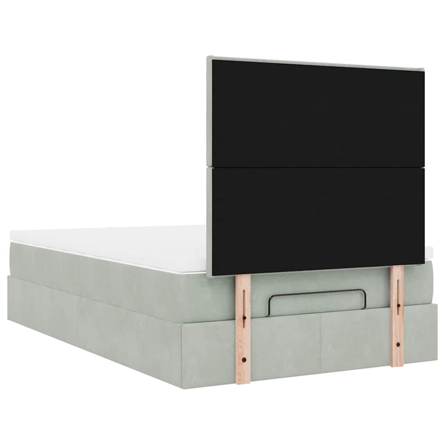 Ottoman bed met matrassen en LED's 120x200cm fluweel lichtgrijs