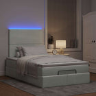 Ottoman bed with mattresses and LEDs 120x200cm velvet light grey