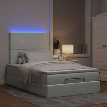 Ottoman bed met matrassen en LED's 120x200cm fluweel lichtgrijs