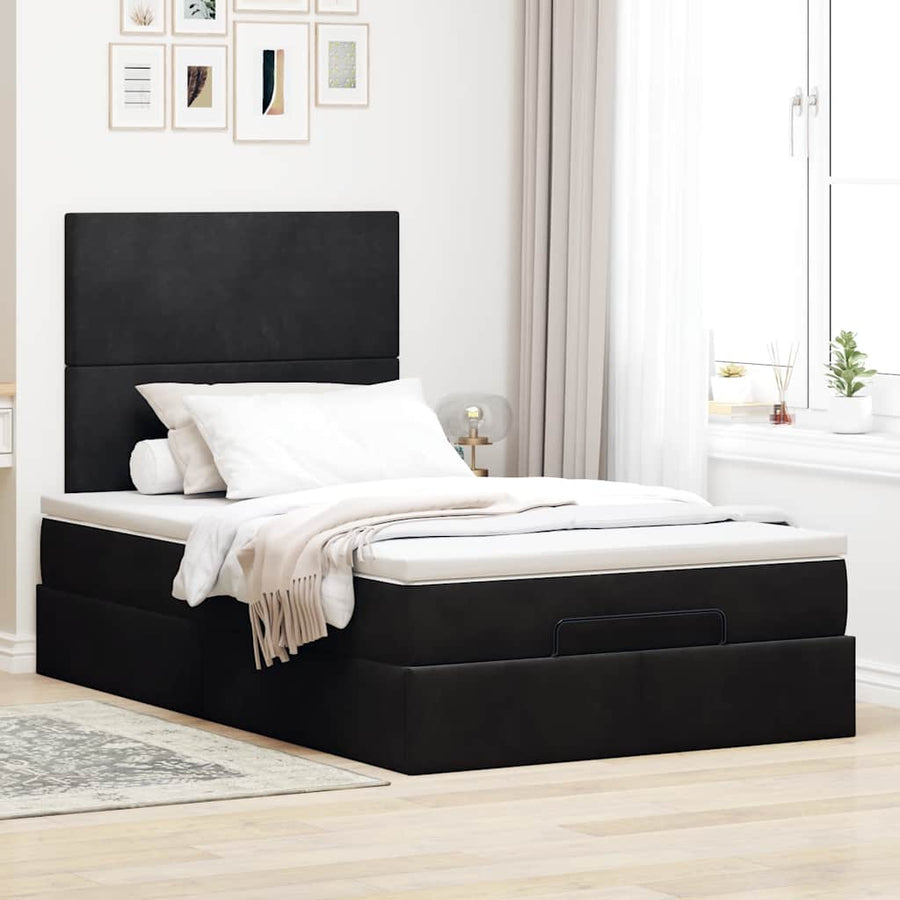 Ottoman bed met matrassen en LED's 120x200cm fluweel zwart