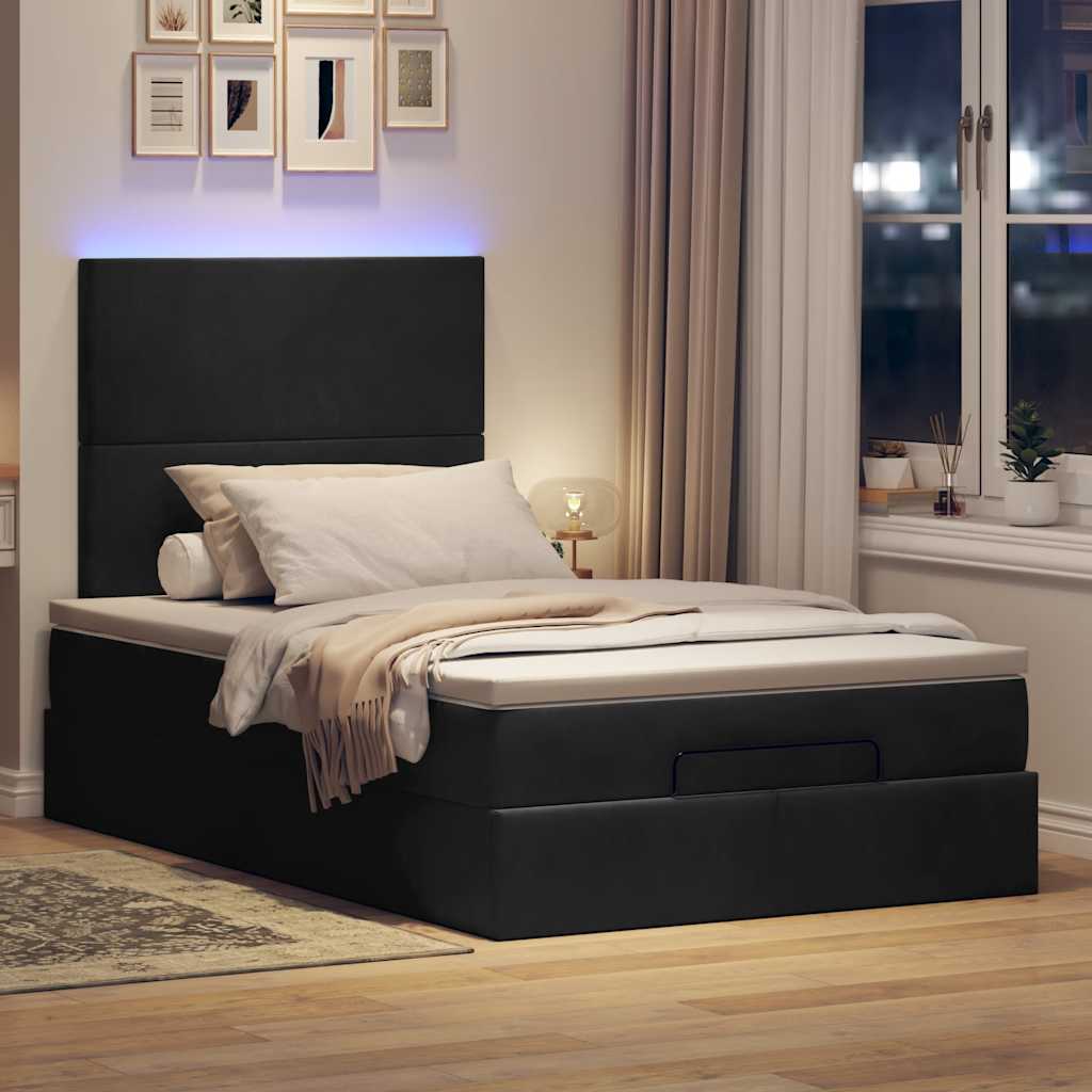 Ottoman bed met matrassen en LED's 120x200cm fluweel zwart