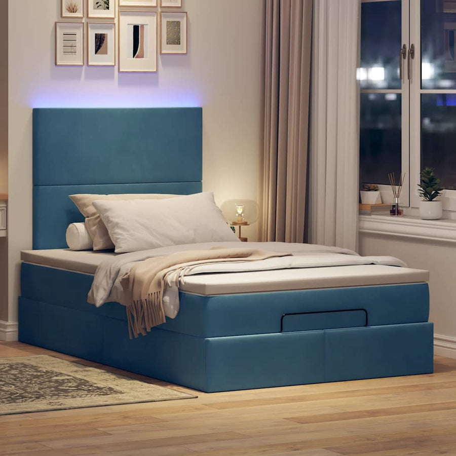 Ottoman bed met matrassen en LED's 120x200cm fluweel