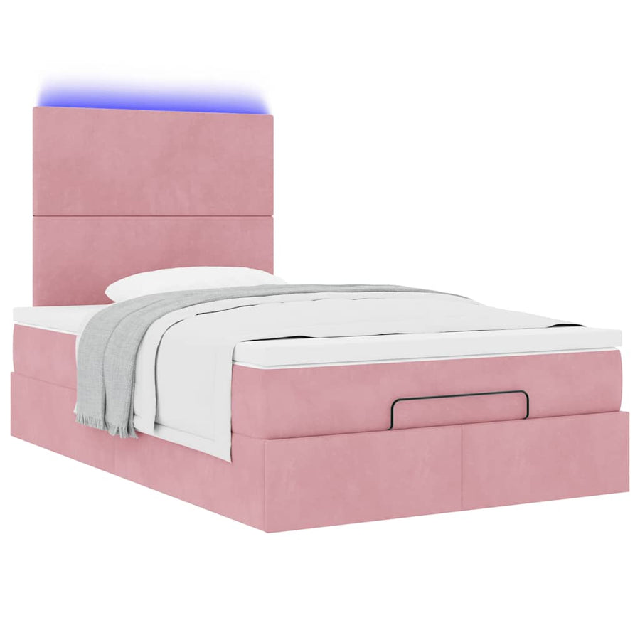 Ottoman bed met matrassen en LED's 120x200cm fluweel roze