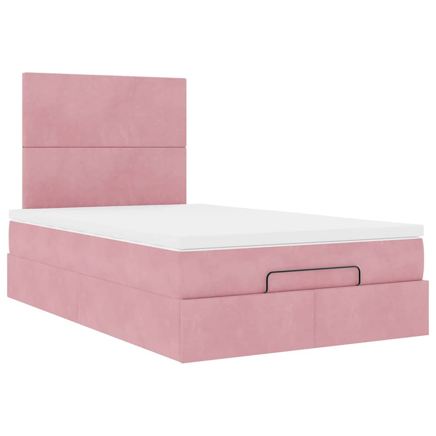 Ottoman bed met matrassen en LED's 120x200cm fluweel roze