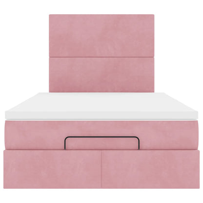 Ottoman bed met matrassen en LED's 120x200cm fluweel roze