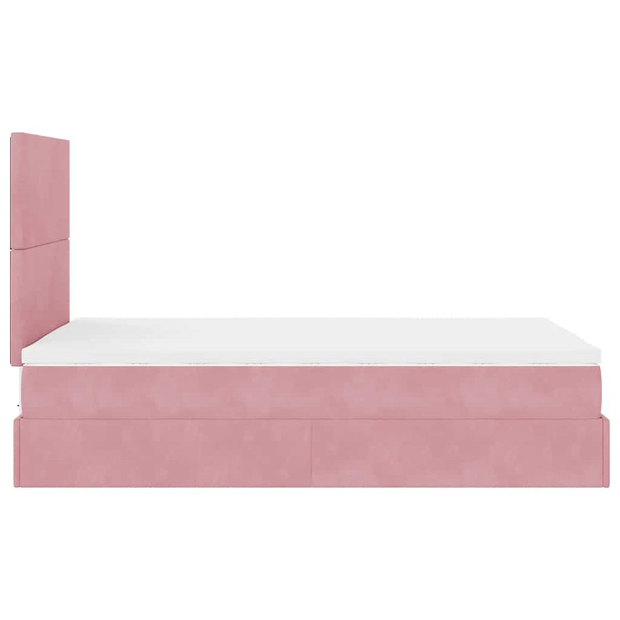 Ottoman bed met matrassen en LED's 120x200cm fluweel roze