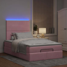 Ottoman bed met matrassen en LED's 120x200cm fluweel roze