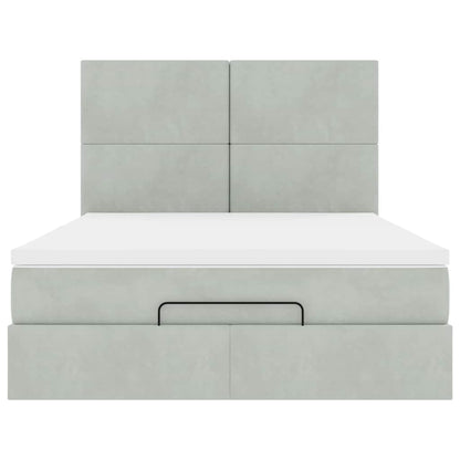 Ottoman bed met matrassen en LED's 140x190cm fluweel lichtgrijs
