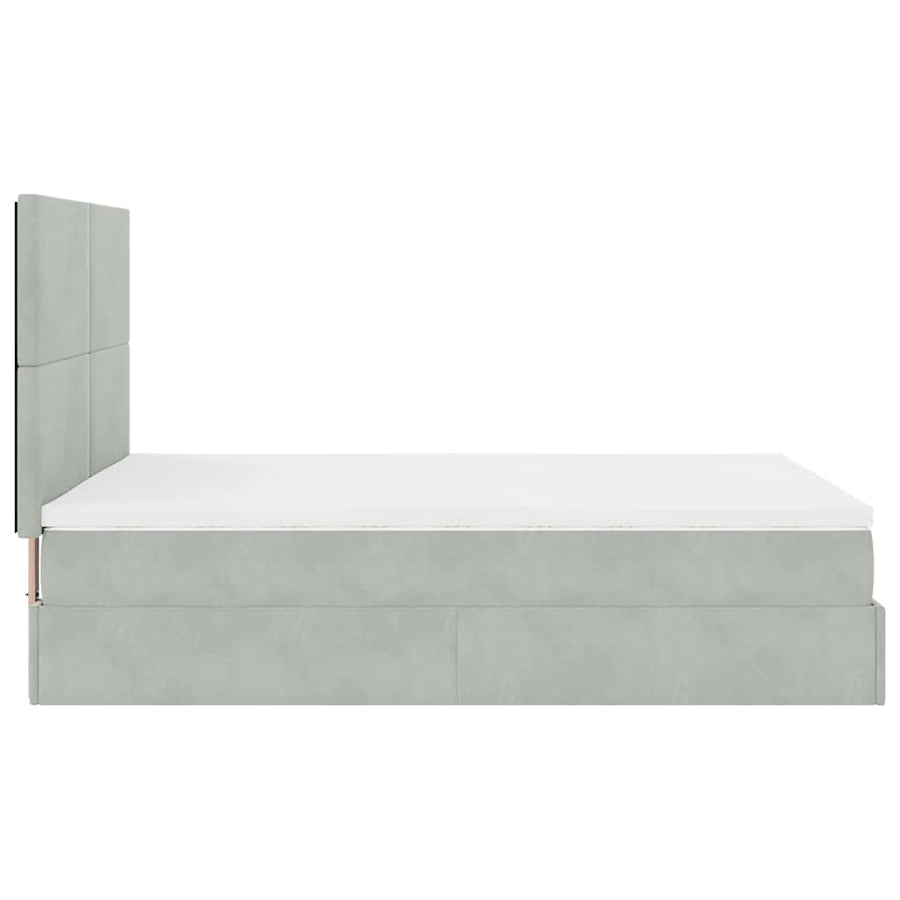 Ottoman bed met matrassen en LED's 140x190cm fluweel lichtgrijs
